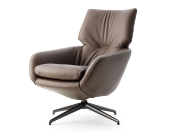 LX694 - Swivel leather armchair with 4-spoke base by LEOLUX LX - view 2